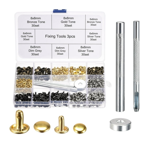 JYEMDV 60Set Leather Repairing DIY Tubular Metal Single Silver Bronze Rivet Fixing Kit Belt Repair Decor JYEMDV 60Set Leather Repairing DIY Tubular Metal Single Silver Bronze Rivet Fixing Kit Belt Repair Decor